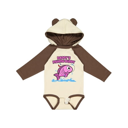 

Inktastic Daddy s Fishing Buddy (pink) Gift Baby Boy or Baby Girl Long Sleeve Bodysuit