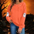 thumbnail image 6 of Atogsazn Women's Halloween Sweatshirt Casual Crew Neck Long Sleeve Pullover Sweater Loose Fall Winter Tops Orange S Fashion, 6 of 7