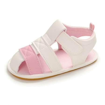 

AnuirheiH Toddler Boys Girls Sandals Contrast Color Rubber Sandals Non-Slip First Walking Shoes On Sale
