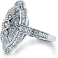 thumbnail image 2 of Art Deco Ring Milgrain Ring Trilogy Bezel Set Ring 14K White Gold Over 2.9 Ct Diamond, 2 of 2