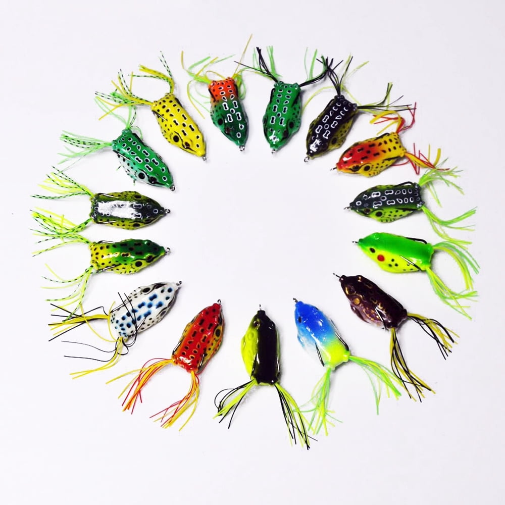 20Pcs Rubber Frog Fishing Lures Topwater Bait Hooks 5.5cm/2.1'' With individual Box
