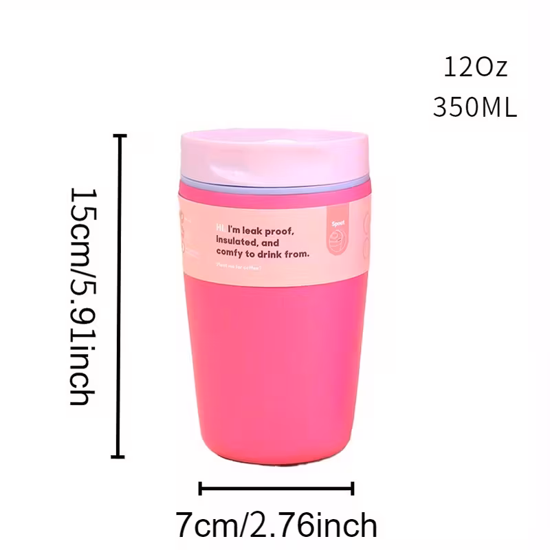 thumbnail image 2 of Vaso térmico de acero inoxidable portátil para café, viajes y exteriores, color rosa, 2 of 4