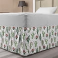 thumbnail image 1 of Cactus Bed Skirt, Botanical Design with Prickle Desert Plants and Flowers Together Print, Elastic Bedskirt Dust Ruffle Wrap Around for Bedding Decor, 4 Sizes, Vermilion Jade Green, by Ambesonne, 1 of 2