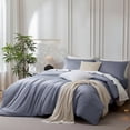 thumbnail image 4 of MooMee Duvet Cover Set Queen 600-TC 100% Extra Long-Staple Cotton Sateen Silky Smooth Luxury (Blueish Grey), 4 of 8