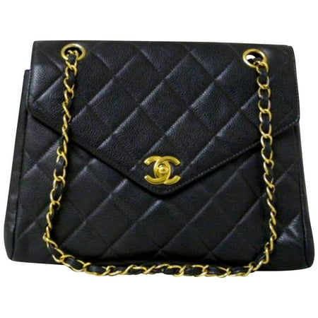 Classic Flap Quilted Caviar Pointed 228308 Black Leather Shoulder Bag
