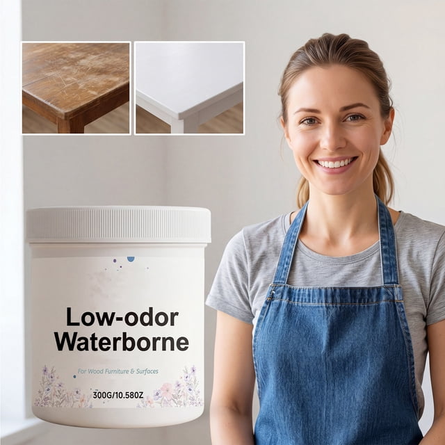 Pintura para muebles de madera a base de agua de bajo olor para gabinetes, cómodas y mesas: recubrimiento de secado rápido para renovación en interiores