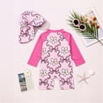 thumbnail image 3 of Hienoo Newborn Girls Rash Guard Swimwear Bathing Suit Long Sleeve One-Piece Swimsuit & Hat, Sizes 6-12M, 3 of 8