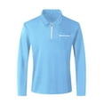 thumbnail image 4 of Beugl Mens Shirts Clearance, Men's Fashion Spring and Autumn Casual Long Sleeve Zipper Solid Color Long Sleeve T Shirt Top Golf Shirts for Men, Polo Shirts for Men Sky Blue M, 4 of 4
