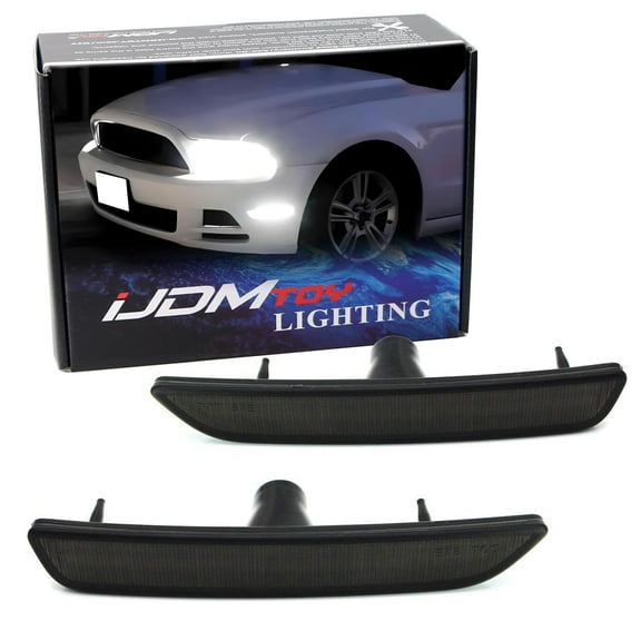 Smoked Lens 27-SMD White Full LED Side Marker Light Assembly Kit, For Ford 2010-2014 Mustang Front Bumper