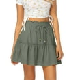 thumbnail image 2 of Women's High Waist Short Skirt, Solid Color Elastic Waist A-Line Mini Skirt, Casual Daily Skirt for Spring, Summer, Autumn and Everyday Outfits JN L, 2 of 6
