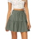 thumbnail image 1 of Gibobby faldas para niña corta de moda para mujer Falda sólida elástica de cintura alta(Verdinegro, S), 1 of 5