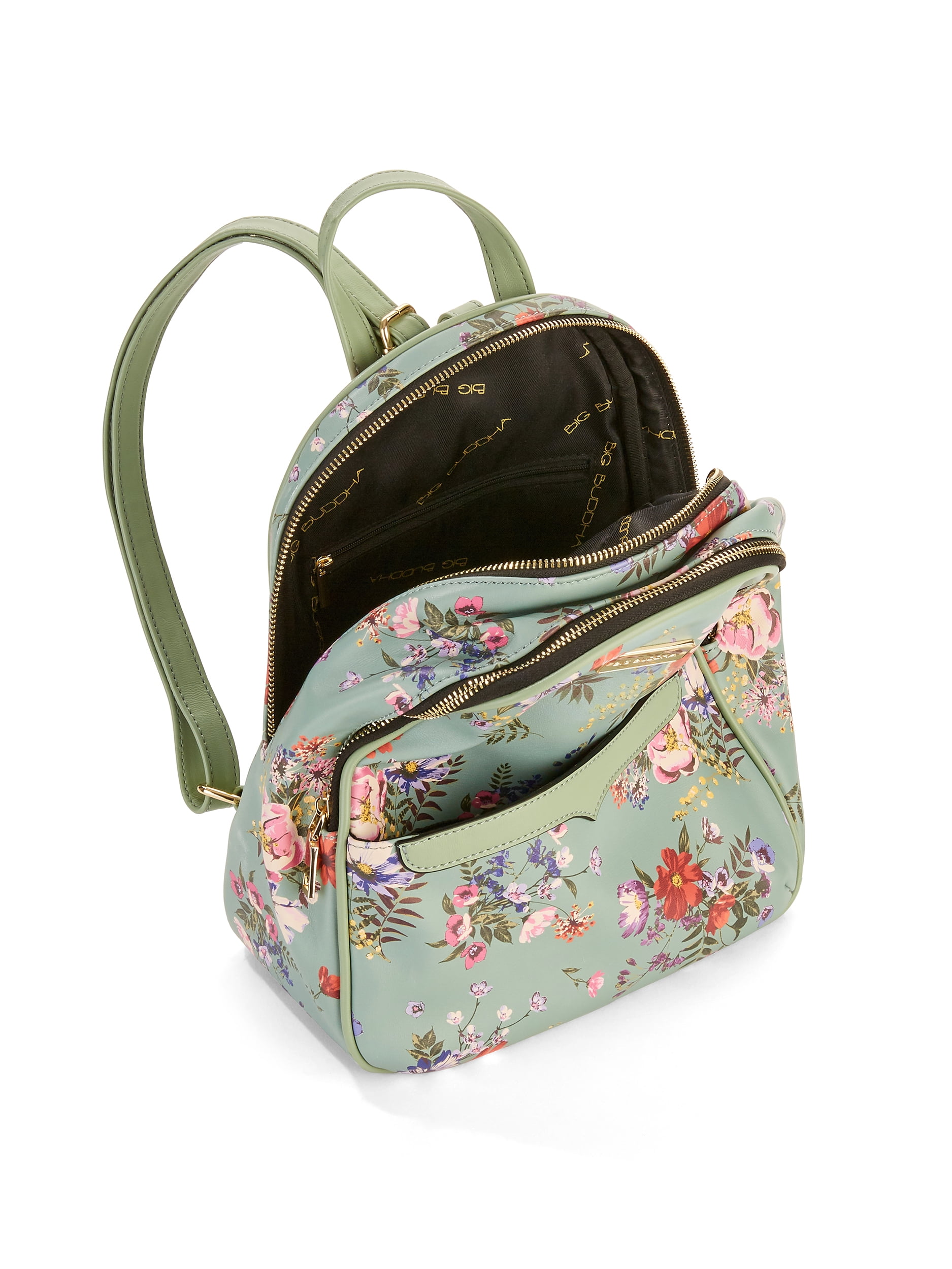 Lotus and Firefly Waxed Canvas Backpack - Canvas Bag - Backpack purse -  Screen Printed - Floral Fabric - Water Resistant Bag