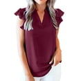 thumbnail image 1 of Blusa de Mujer Ticfox Sin Mangas Cuello en V Volantes Poliéster Lavado a Máquina Primavera Verano Rojo XL, 1 of 7