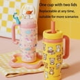 thumbnail image 3 of 24oz Stainless Steel Whale Fountain Tumbler with Handle – Two Lids, Spill-Proof, Dishwasher Safe, Cute & Perfect for Kids, Teens, and Adults, 3 of 10