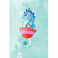 thumbnail image 2 of Loreth, Lanie 17x24 White Modern Wood Framed Museum Art Print Titled - Seahorse With Bag on Watercolor (blue), 2 of 4
