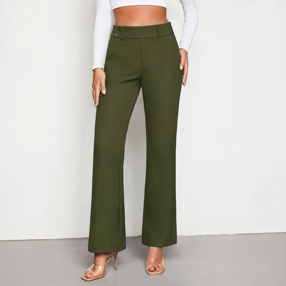 Women's Casual Pants High Waist Wide Leg Trousers Commute Flowy Casual with Control Slim Fit Full Length Comfort Stretch Womens Slacks