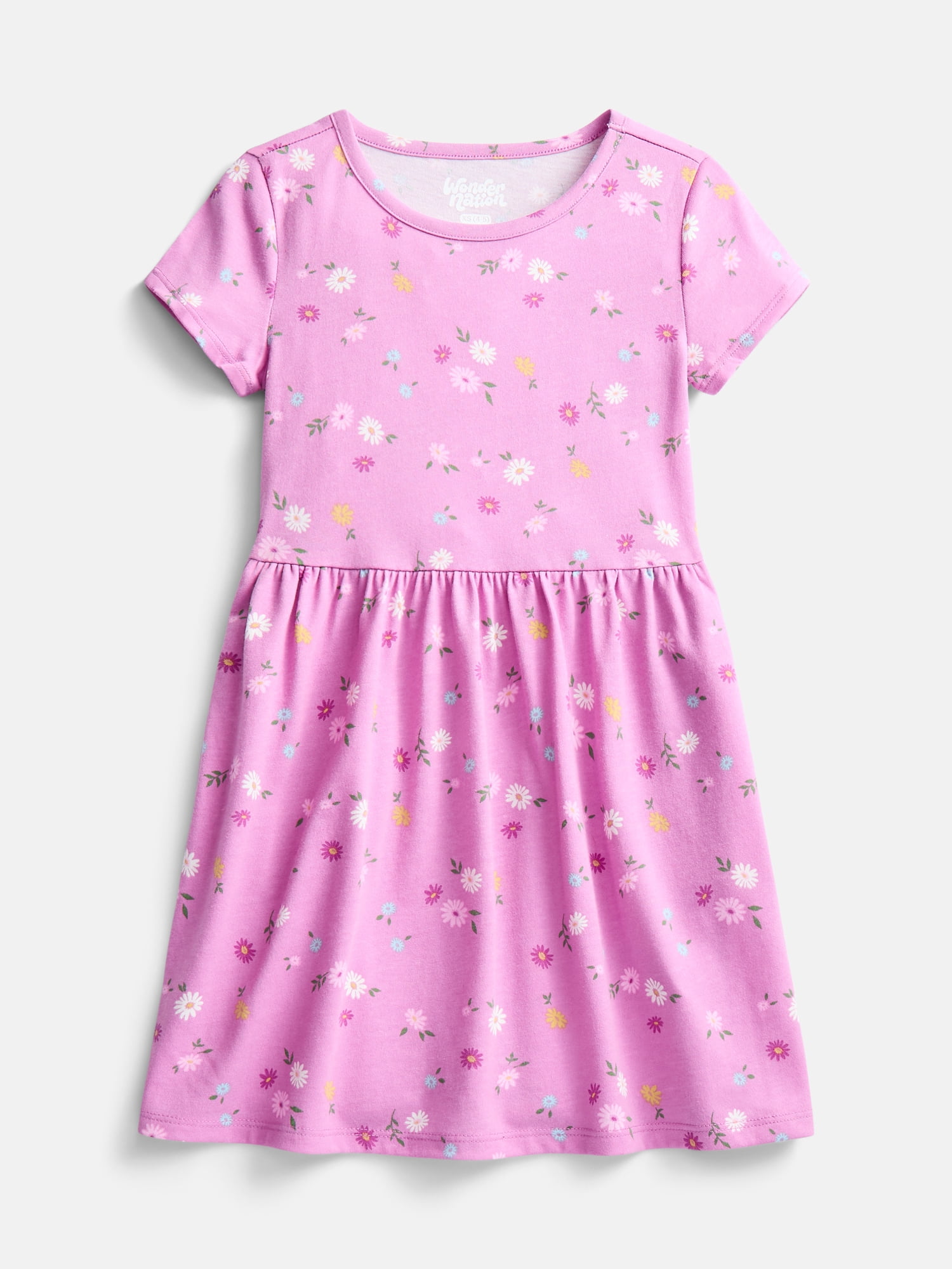 Wonder Nation Little Girls and Big Girls Play Dress with Short Sleeves, 2 Pack, Sizes XS-XXL
