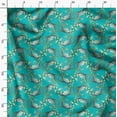 thumbnail image 3 of Soimoi Green polyester Crepe Fabric Crabs Ocean Print Fabric by the Yard 52 Inch Wide, 3 of 6