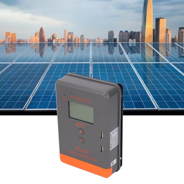 30A MPPT Charge Controller, Safe Multiple Protection Solar Charge Controller High Tracking Rate Real Time Energy Statistics Load Control for Batteries