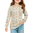 thumbnail image 2 of Drmagiyhm Long Sleeve Tops for Girls Size 10-12 Basic Floral Print Shirts Trendy Casual Crewneck Tshirt Comfy Fall Tops, Tees & Blouses 5-6 Years Yellow, 2 of 5