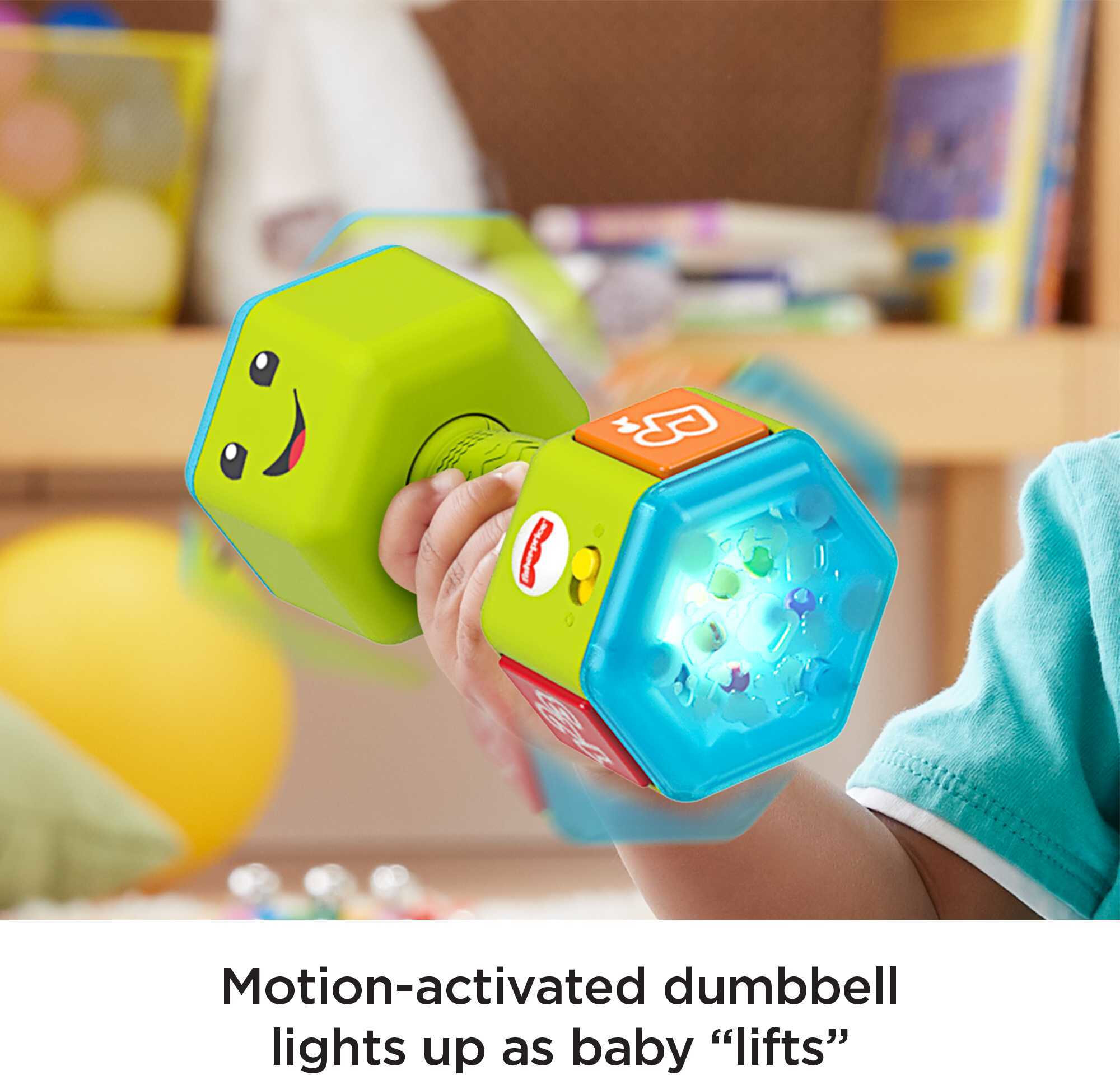 Fisher-Price Laugh & Learn Countin’ Reps Dumbbell Musical Rattle Toy for Infant & Toddler - image 3 of 6