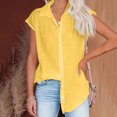 thumbnail image 4 of hotojiny Cotton Linen Shirts for Women Summer Plus Size Button down Tops Cap Sleeve Dressy Casual Blouses Oversized Tshirts, 4 of 6