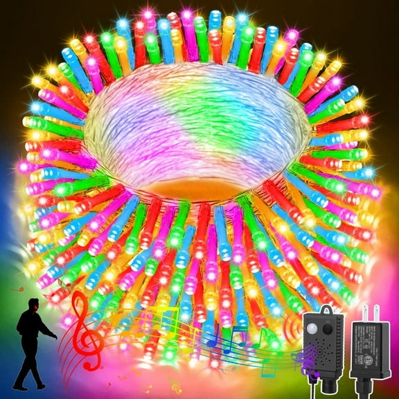 Music Multi-Color String Lights with Motion Sensor Controller, 100 LED Waterproof Decor for Valentine's Day & Christmas, Indoor Outdoor for Valentine Party, Christmas Tree, Yard, Home Decor