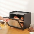 thumbnail image 6 of M optimized Double Layer Large Bread Box for Kitchen Counter, Large Capacity Bread Storage Container Farmhouse Bread Box with Window Bread Holder, 15.35"x 9.84"x 12.71", 6 of 8