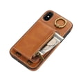 thumbnail image 4 of Allytechgroup Stylish iPhone XS/ iPhone X Wallet Case, Secure Phone Case for Apple iPhone XS/ iPhone X, Multi-functional and Durable, Ring Holder Hand Wrist Stand Shockproof Case for Women Men, Brown, 4 of 7