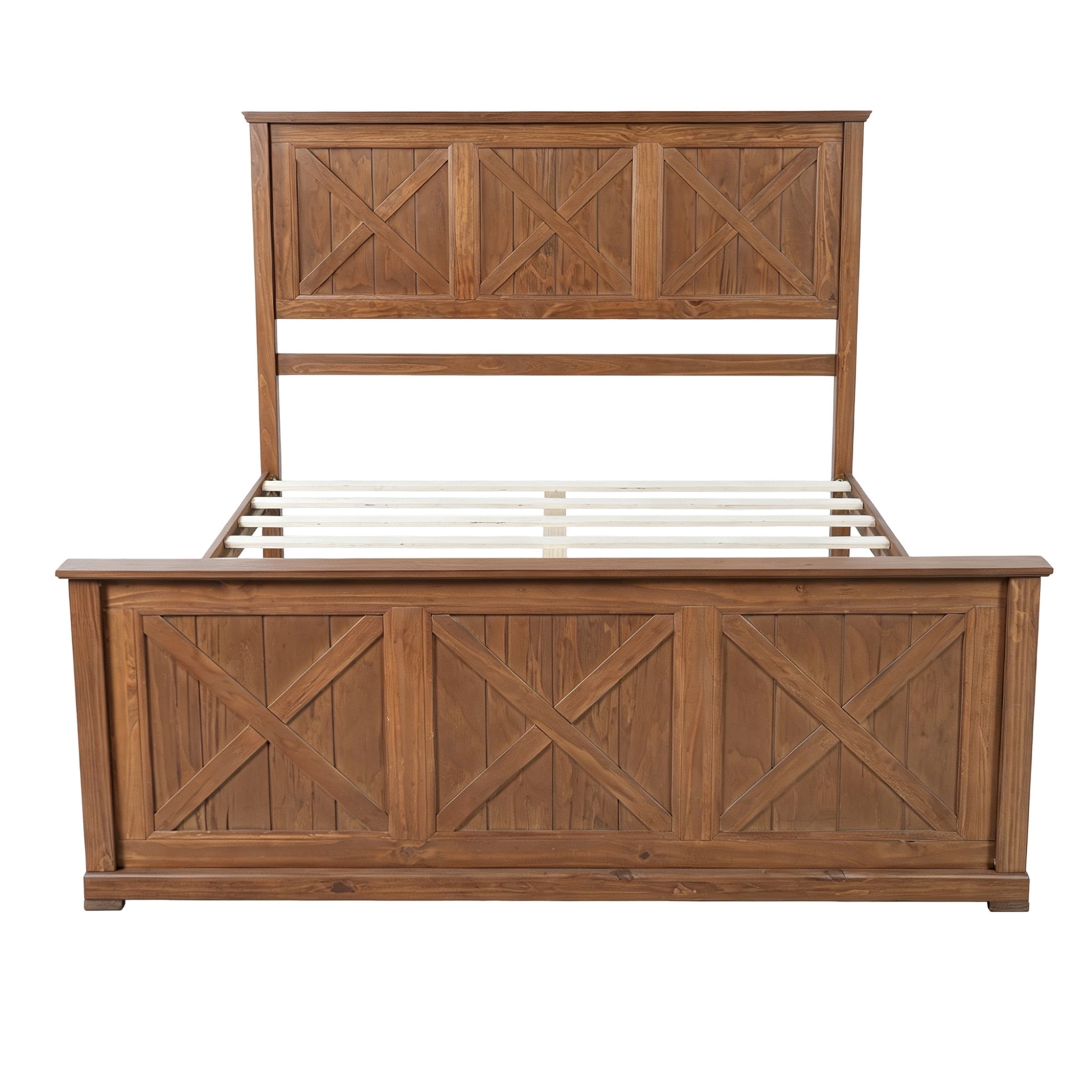 Noble House 4 Piece Queen Bedroom Set with Platform Bed, 2 Nightstands and Dresser, Walnut