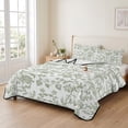 thumbnail image 2 of King Quilt Set 96''x106'', Green Leaf Flower Lightweight Bedspread Coverlet Set with 2 Pillow Shams, Vintage Farmhouse Bohemian Spring Breathable All Season Quilt Bedding for Bedroom/Guest Room, 2 of 9