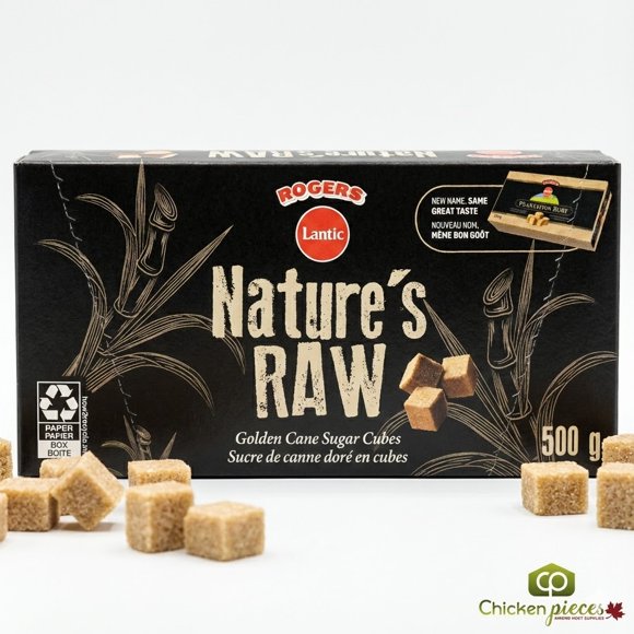 Rogers Cubes de Sucre Brun Brut de Plantation, Sucre de Canne Non Raffiné de Qualité Supérieure pour Café, Thé et Cocktails, 500 g (1,1 Lb)