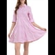 thumbnail image 3 of Vestido Camisero Midi A Rayas con Botones para Mujer, Informal, Holgado, con Puños y Larga, Vestidos de Media Pierna. Rosa M, 3 of 9