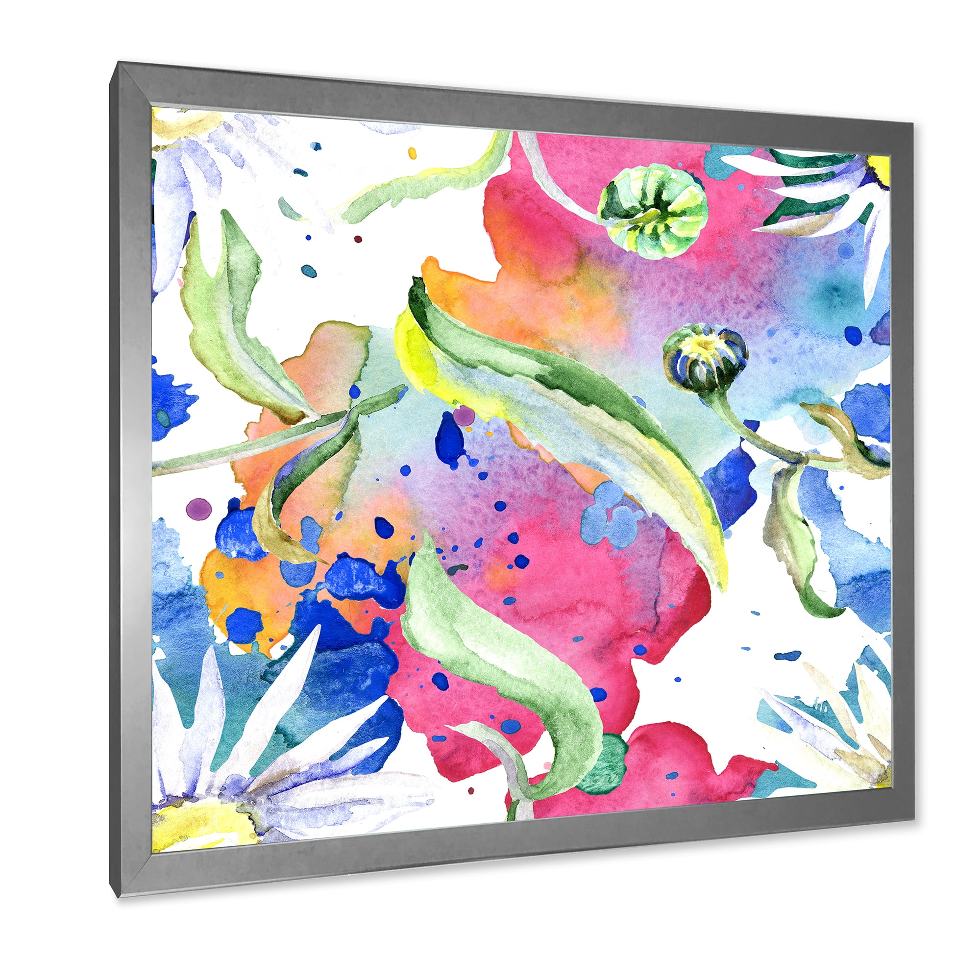 Designart 'Iridiscent Colorful Daisy Flowers' Transitional Framed Art Print