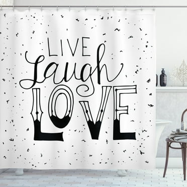 Ambesonne Live Laugh Love Shower Curtain, Words Hipster, 69"Wx75"L, Black and White