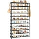 thumbnail image 1 of Zapatero de 11 niveles de alto y ancho, 55 pares, resistente y duradero, de gran capacidad, para armario, organizador de zapatos de metal con dos ganchos, ahorra espacio para la entrada, color negro, 1 of 7