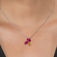 thumbnail image 3 of Gem Stone King 925 Silver and 10K Yellow Gold Red Ruby and Orange Red Madeira Citrine Pendant Necklace for Women (3.00 Cttw, Oval 8X6MM, 7X5MM and 6X4MM, Gemstone July Birthstone, with 18 inch Chain), 3 of 4