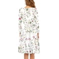 thumbnail image 3 of Suhoaziia Whith Homecoming Maxi Dresses Leaf Floral Print Skirt with Design Long Sleeves Breathable Lightweight Casual Outdoor Ruffle Jumpskirt M, 3 of 7