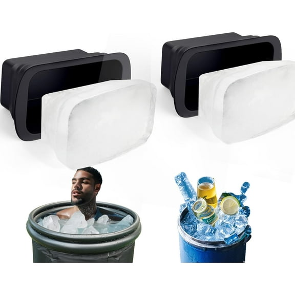 Foldable 16LB Ice Cube Tray, 2P XXL Large Ice Molds Silicone-Ice Cube for Ice Bath, Reusable Large Ice Cube Molds Ice Tray for Coolers&Ice Bath Tub Cold Plunge Water Chiller Accessories
