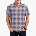 thumbnail image 5 of Wukai Purple Floral Gingham Check Plaid Men’s Polo Shirts,Quick-Dry Athletic Shirt,Classic Fit Shirts-Small, 5 of 8