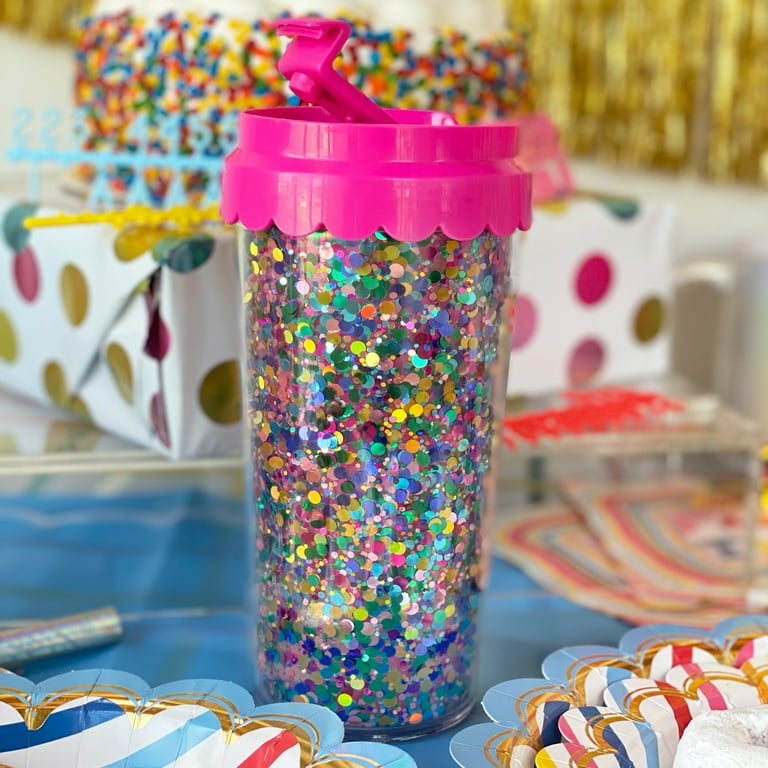 Packed Party 'Birthday Fun' Tumbler, Multi-Color 16oz Plastic Tumbler with  Lid, 2- Pack