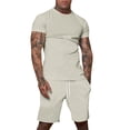 thumbnail image 3 of Hearthz Men's 2 Piece Outfit Casual Men's Shirt and Shorts Set Fashion Summer Tracksuits Khaki M, 3 of 6