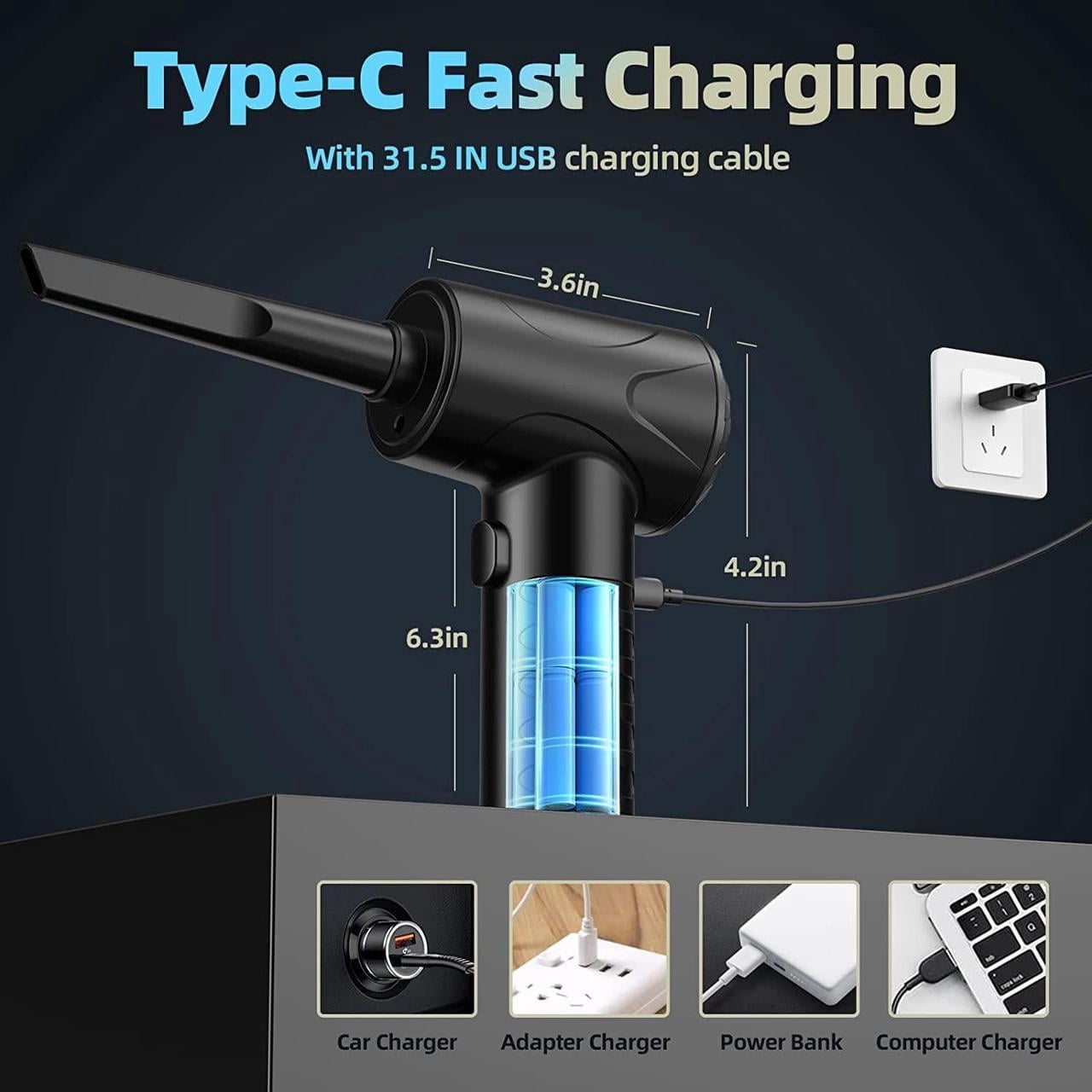 Giizhmy Compressed Air Duster, 100000RPM Electric Air Duster & Vacuum Cleaner 2 in 1 for Compute and Keyboard