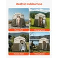 thumbnail image 6 of VEVOR Camping Shower Tent, 2-Room Foldable Portable Privacy Tent Changing Room with Ground Stakes, Ropes, and Carry Bag, 150D Oxford Fabric with Silver Coating, for Camping, Beach, and Fishing, 6 of 9