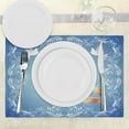thumbnail image 3 of Ambesonne Blue Place Mats Set of 4, Ornament Frame Doves Rings, Standard Size, Blue White Pale Caramel, 3 of 6