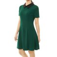 thumbnail image 4 of Dde San Patricio Casual PaMujer, Cuello Peter Pan, Mangas Cortas, Vestido De Punto Acampanado Por EnciDe RodilVerde XS, 4 of 4