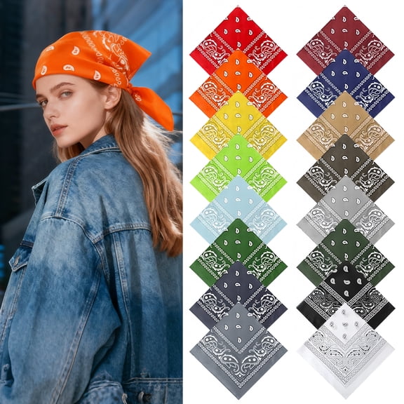 EEEkit 16pcs Paisley Bandanas Set, 21 x 21" Multicolor Square Handkerchiefs for Hair Wrap, Headband, Face Cover, Cowboy Western Style for Men Women