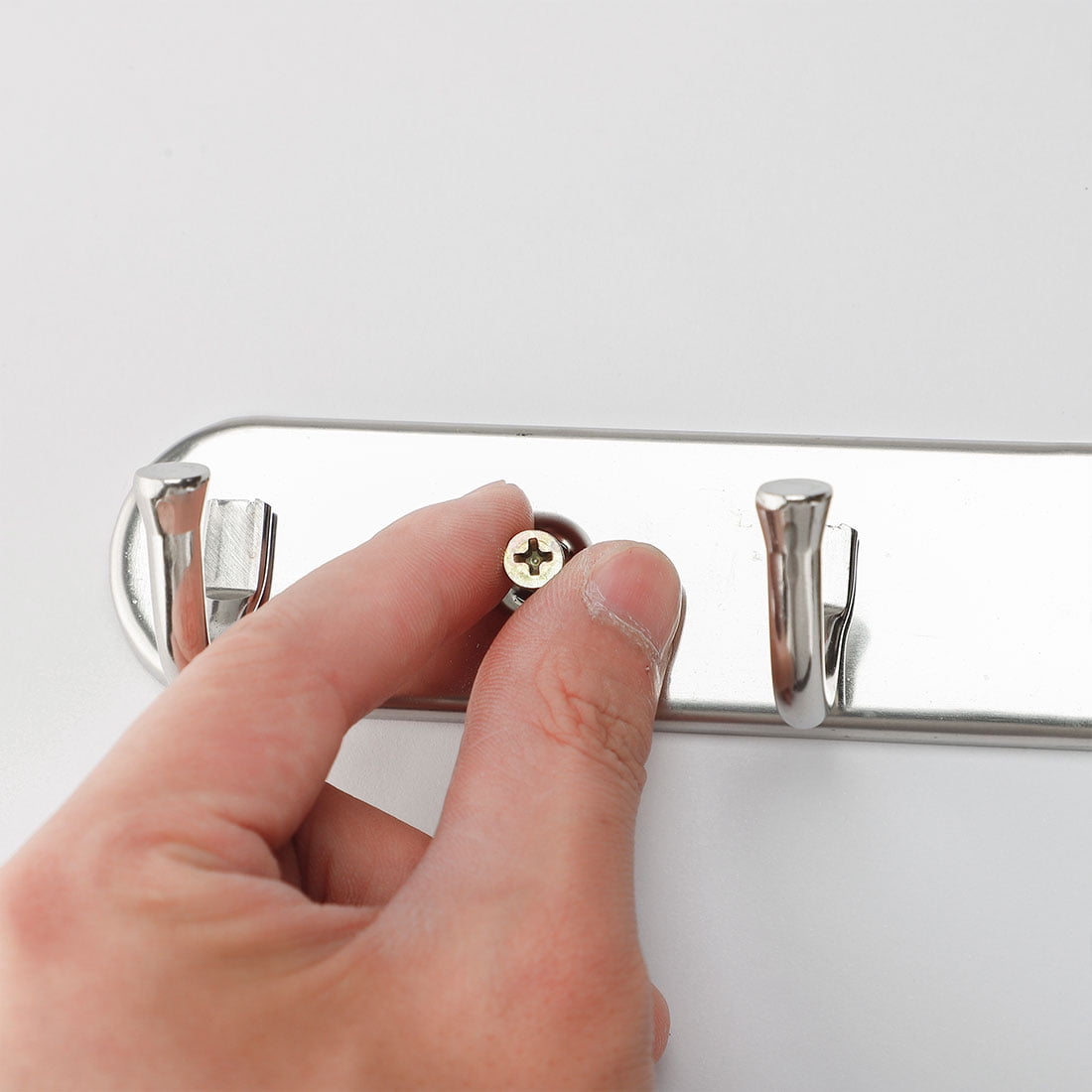 Unique Bargains Stainless Steel Wall Mount Hook Hanger Coat Hat Holder Silver Tone
