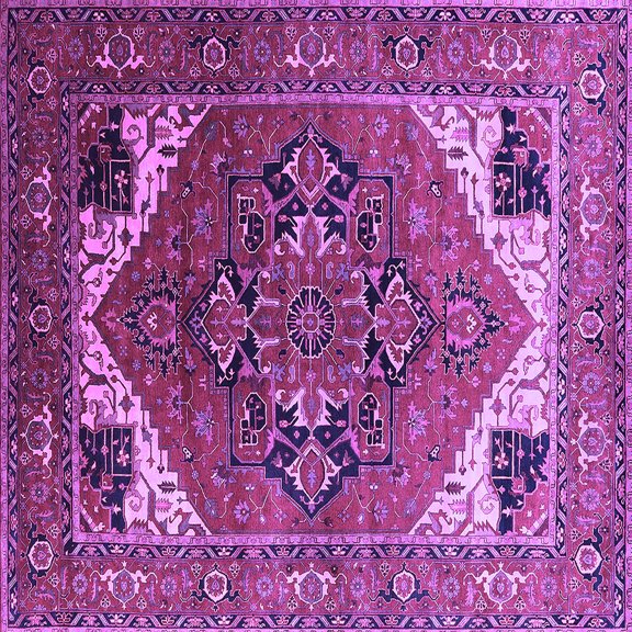 Ahgly Company Indoor Square Persian Purple Traditional Area Rugs, 6' Square