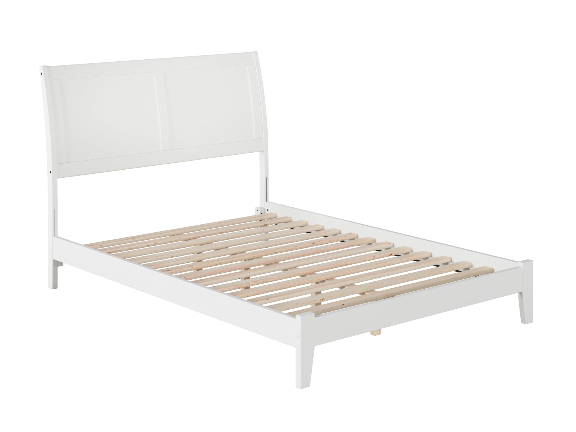 AFI Portland Queen Low Profile Wood Platform Bed Frame with Sleigh Headboard, White